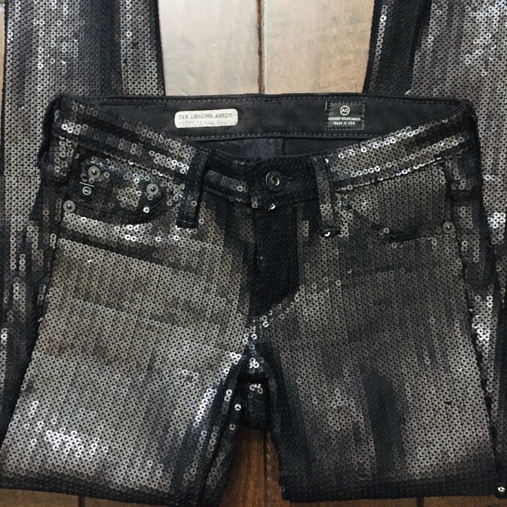 Adriano Goldshmied black sequin skinny leg jean